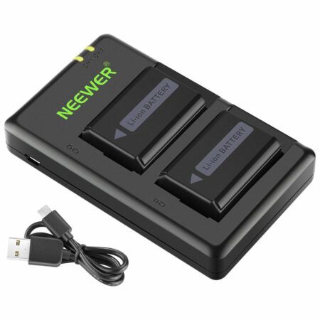 Neewer NP-FW50 Batterieladegerät Kompatibel mit Sony A6000, A6100, A6400 (inkl 2 Akkus)